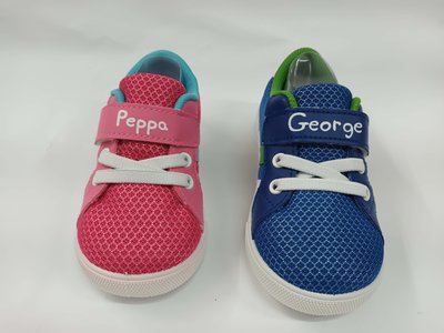 【鞋里】~ 佩佩豬 Peppa Pig ~喬治豬 兒童運動鞋 透氣鞋 網布包鞋 輕量 止滑 防臭 台灣製(藍/桃)