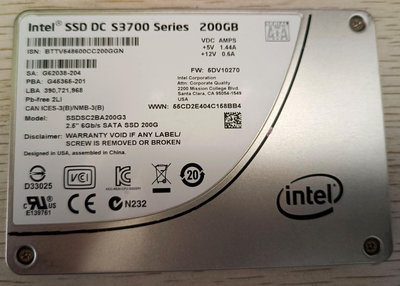 Intel 英特爾 S3700 200GB 企業級固態硬碟