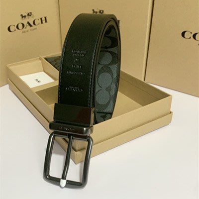 【九妹精品】COACH 8278 雙面可用 男腰+卡包帶禮盒套裝  38MM寬版皮帶+卡包 長短任意裁剪 皮帶