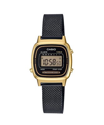 【金台鐘錶】CASIO卡西歐  復古風 米蘭時尚 女錶 學生錶 防水 金x黑 LA670WEMB-1