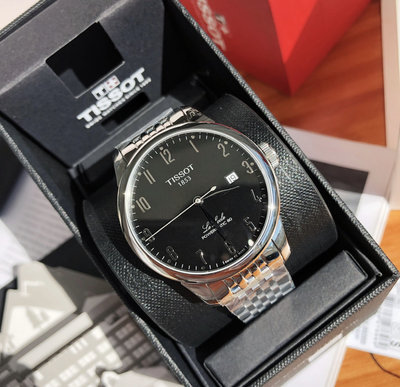 TISSOT Le Locle Powermatic 80 黑色面錶盤 銀色不鏽鋼錶帶 男士 自動機械錶 T0064071105200 天梭腕錶