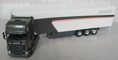 [丸山建機模型店]---SCANIA R730墨綠色二軸拖頭+白灰色貨櫃 1/50模型