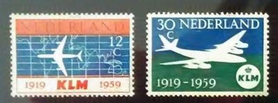 [QBo小賣場] 荷蘭 1959 皇家航空 四十週年紀念 2全 #7206