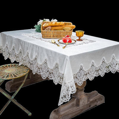 古典歐式桌布蕾絲花邊方桌餐桌布白色派對田園桌旗少女心茶幾桌布多多雜貨鋪