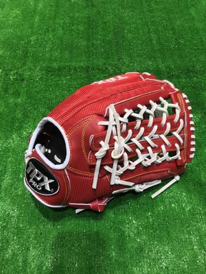 棒球世界全新LS路易斯威爾牛皮製棒壘球手套外野網狀球檔 特價紅色