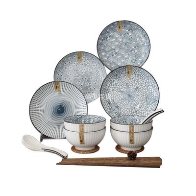 現貨熱銷-景德鎮陶瓷餐具 日式陶瓷碗 日本碗盤 碗盤組 日式碗 日式餐具 家用吃飯碗 復古碗碟套裝 創意和風爆款