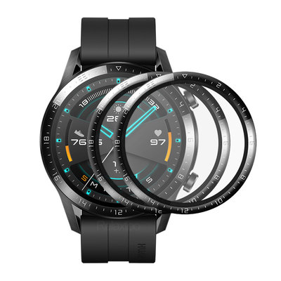 適用於 華為Watch GT2 46MM 智能手錶貼膜 黑邊刻度熒幕保護貼 華為手錶 GT2防刮