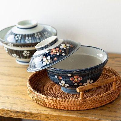 特價！日本進口美濃燒櫻花陶瓷碗家用釉下彩飯碗帶蓋湯碗面碗日式蓋飯碗