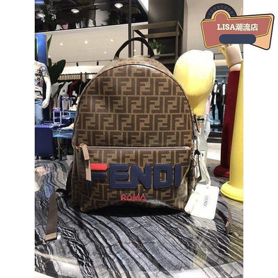 FENDI canvas backpack FF LOGO 黑色 防水帆布 大款背包 LV 書包 明星款