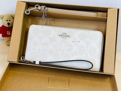 【Sunny Buy 精品館】◎現貨◎ Coach CN051 白色PVC經典logo長夾+2款手挽帶 長夾禮盒