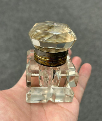 編號7/英國古董銅口水晶墨水瓶/英國銅水晶墨水瓶