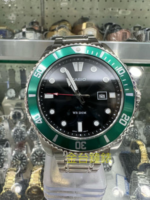 【金台鐘錶】CASIO 卡西歐 (綠水鬼) MDV-107D-3A 劍魚二代 槍魚 水鬼 防水200米 不鏽鋼錶帶