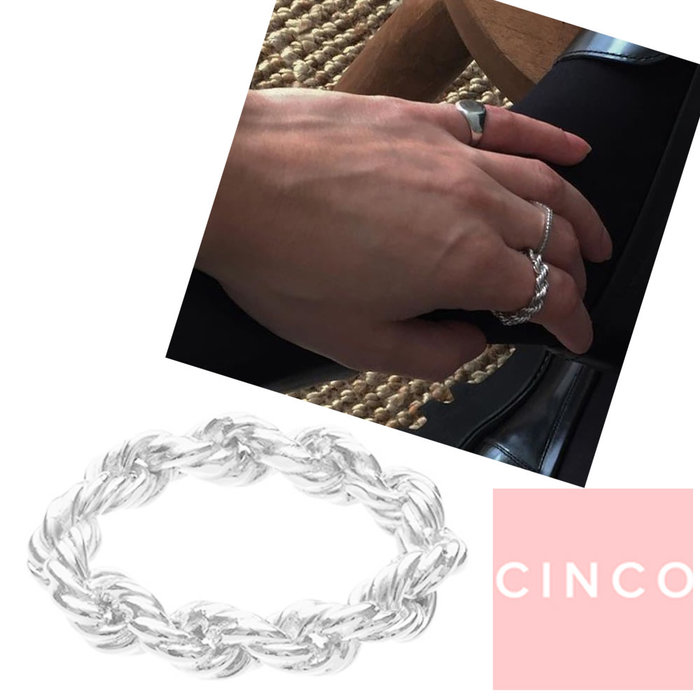 CINCO 葡萄牙精品 Bia ring 925純銀 簡約編織小寬版戒指