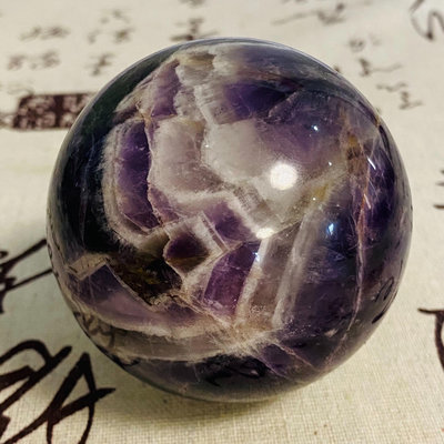 M21天然紫水晶球擺夢幻紫色水晶居家飾品，原石打磨，隨手一2047 水晶 原石 把件【玲瓏軒】