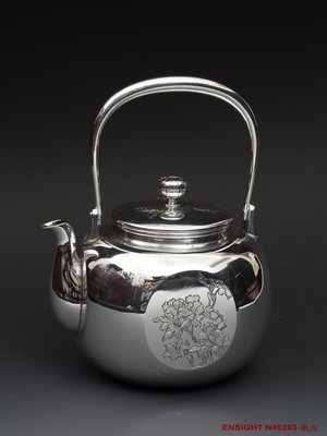 易軒珍藏 N45283日本銀壺平田重光製純銀壺.湯沸茶道聖器