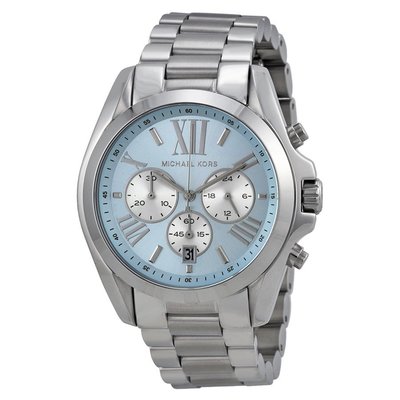 [永達利鐘錶 ] MICHAEL KORS 手錶 銀色藍面三眼羅馬字日期腕錶 42mm MK6099
