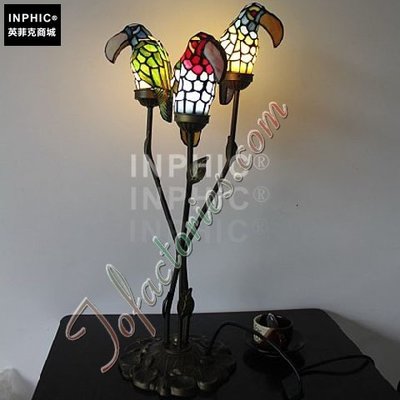 INPHIC-三隻鸚鵡彩色玻璃燈罩手工藝術品裝飾照明兒童可愛小夜燈造型燈造型夜燈_S2626C