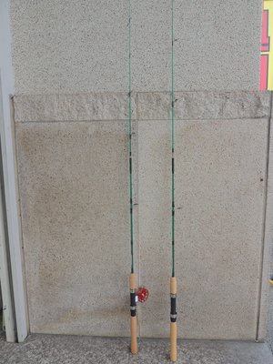 外銷品牌. 最最傳統的路亞竿. SP502 綠 實木直柄5尺 150cm  鐵板 海釣 磯釣 池釣竿 .