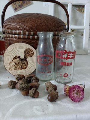 早期收藏美而健乳品玻璃瓶日本飛驒牛乳玻璃瓶懷舊復古風格擺飾（835）