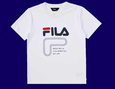 2022【FILA】KIDS 男童 白色 吸濕排汗短袖上衣(165A)