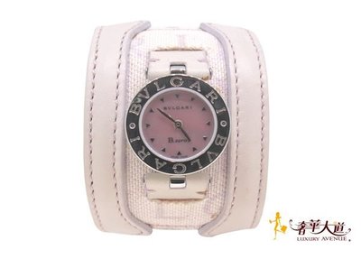 ＊奢華大道國際精品＊【W0107】BVLGARI寶格麗B.zero1系列淡粉紅皮環腕錶