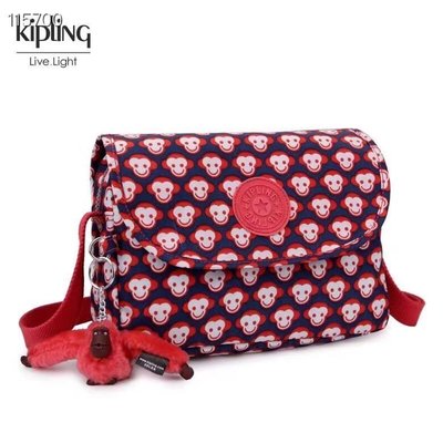 Kipling 猴子包 K12452 中款 紅色千面猴 多用拉鍊款輕量斜背肩背包 限時優惠