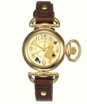 迪士尼 (代購 絕版品) 愛麗絲懷錶造型皮革手錶