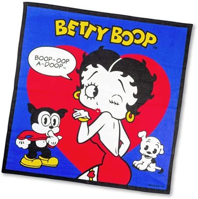 【日本限定】日本製 美國超人氣動畫卡通貝蒂娃娃Betty Boop造型搖滾多用途四方巾 造型領巾 裝飾掛巾 桌巾 手帕