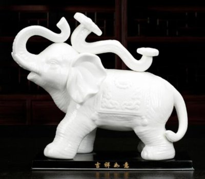 陶瓷 白色大象 招財開運小象 吉象如意  櫥窗擺件辦公室客廳裝飾品室內裝潢品擺件擺設品