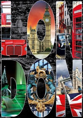 〔無孔Blue〕西班牙EDUCA-城市倫敦-1000片拼圖雷諾瓦