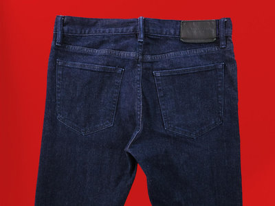 Burberry 排釦 深藍色 彈性材質 赤耳布邊 窄管牛仔褲 (W30) #4089 (一元起標 無底價)