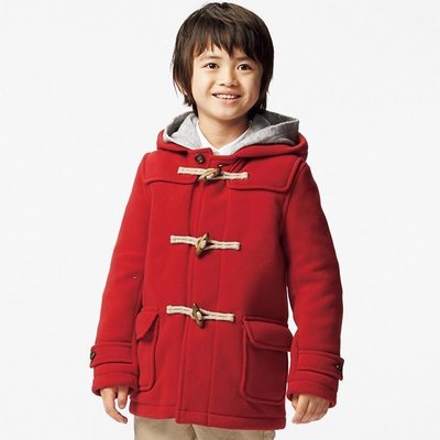 全新~UNIQLO熱賣斷貨款經典紅色中性風格刷毛牛角釦大衣外套男童女童皆適合穿