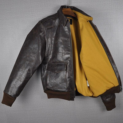 A2復刻空軍飛行服 懷舊復古石磨做舊 瘋馬皮真皮皮衣男士夾克外套