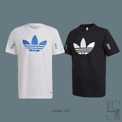 ADIDAS ORIGINALS 2022 三葉草 黑 白 LOGO 基本款 短袖 HC7167【Insane-21】