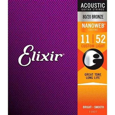 Elixir 11027 (11-52) 薄膜 NANOWEB 木吉他弦【硬地搖滾】全館$399免運！