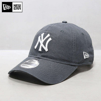小Z代購#NewEra帽子女夏天韓國9FORTY軟頂大標NY鴨舌帽MLB棒球帽灰色