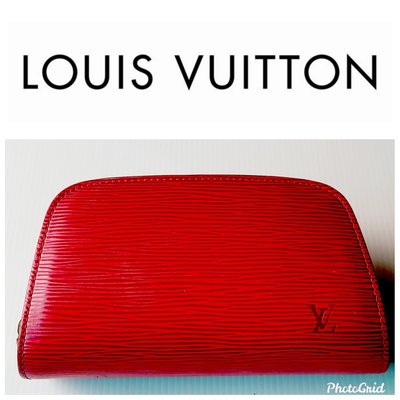 真品 Louis Vuitton 路易威登 LV 紅色 手拿包EPI化妝包 晚宴包 收納包船型包478 一元起標
