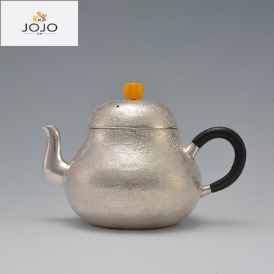 【熱賣精選】銀壺 純銀999梨形泡茶壺  日式高端茶器純手工一張打小銀壺