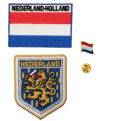 【A-ONE】個性立體刺繡布標 三件組阿姆斯特丹地標＋荷蘭國旗刺繡+徽章 DIY 裝飾貼 繡片貼