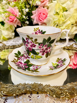 英國骨瓷皇家阿爾伯Royal Albert 紫羅蘭咖啡杯碟套