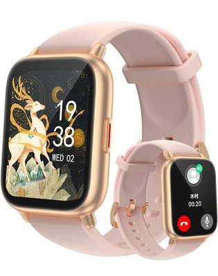 非買不可RUIMEN 智慧手錶 附通話功能 女士 Smart Watch iPhone 安卓 女性生理期管理 計步器 手錶 來電提醒 睡眠管理 手電筒 天氣預報