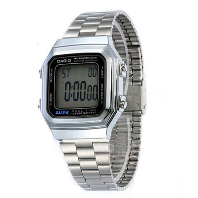 【CASIO 專賣】電子錶 A-178WA-1A 復古 銀色 簡單時尚 鬧鈴 碼錶 第二時間 A-178WA