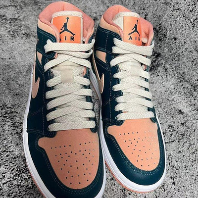 Air Jordan 1 Mid AJ1粉綠色藍橙中幫女子復古籃球鞋BQ6472-308