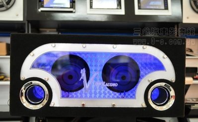 嘉義三益.最新EVE EV-840 雙8吋被動式超重低音含3D透明壓克力LED燈音箱特價9500元