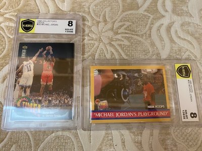 【Michael Jordan】1990 &amp;1995少見拍片及背號45號鑑定老卡2 張(非BGS、PSA)