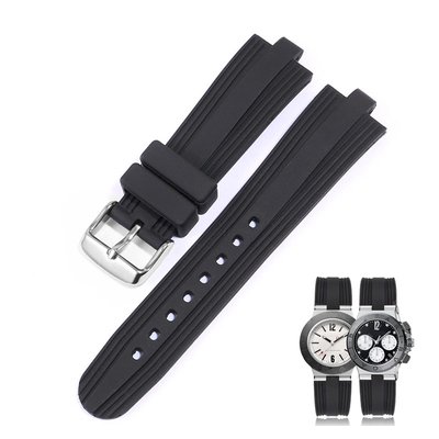 代用寶格麗DIAGONO系列防水橡膠硅膠手錶帶凸口22*7mm黑色