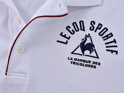 le Coq Sportif 公雞牌 立領/翻領 刺繡logo 短袖網眼POLO衫 (M) (一元起標 無底價)