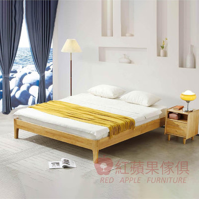 [紅蘋果傢俱] 橡木系列 POKQ 榻榻米床 實木床 床架 軟包床 實木床架 雙人床 雙人加大床 北歐風 實木