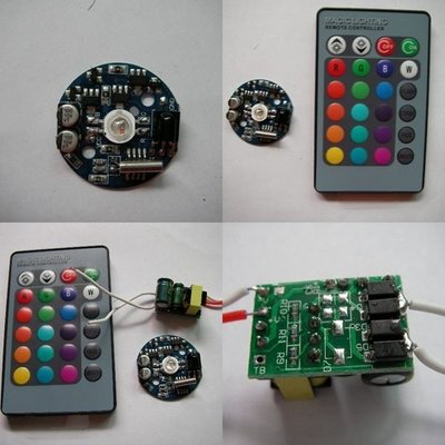 LED高功率3W七彩變色RGB控制器-24鍵遙控型-輸入3V-5V行動電源USB-另有110V電源