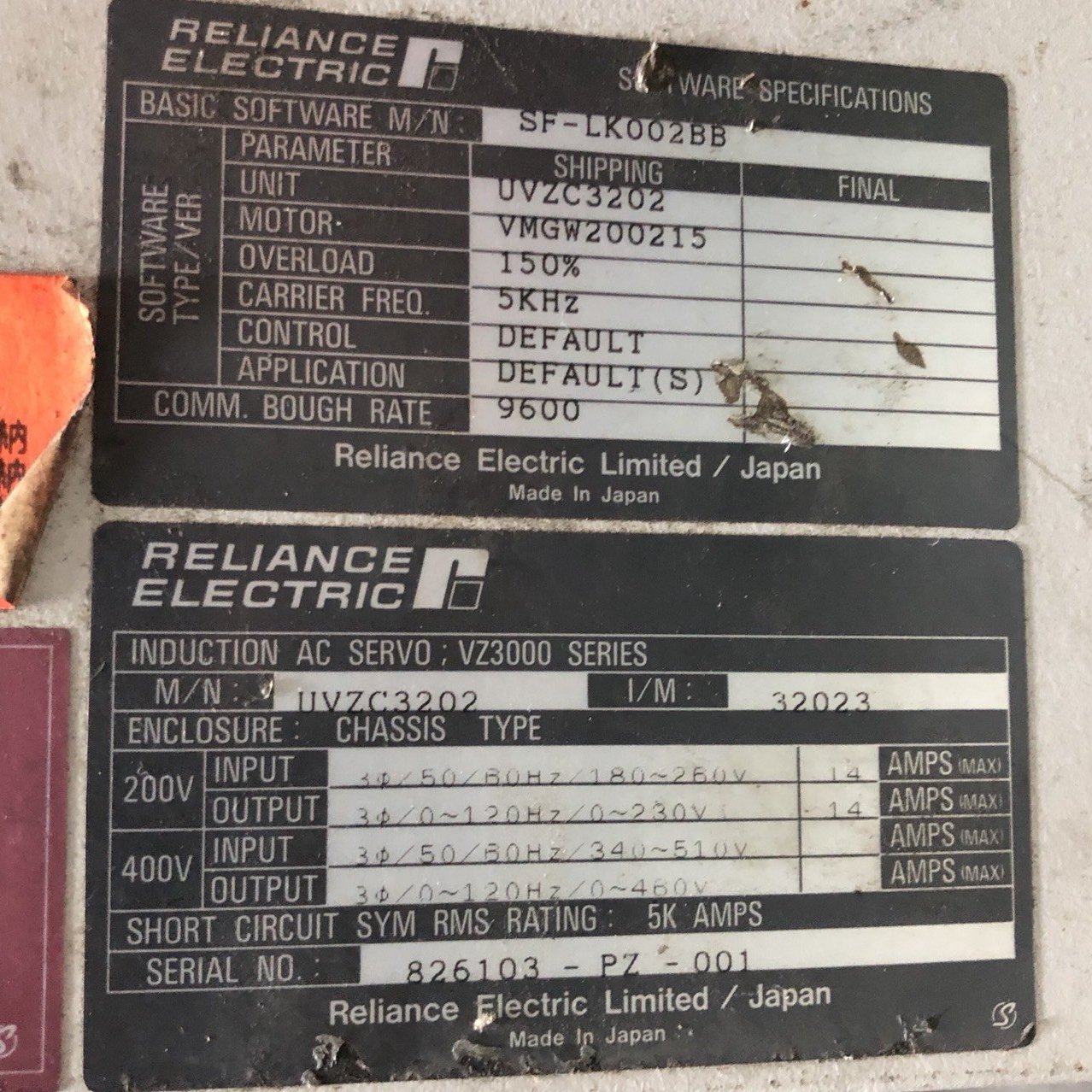 RELIANCE ELECTRIC AC SERVO DRIVE,UVZC3202伺服驅動控制器停產品中古